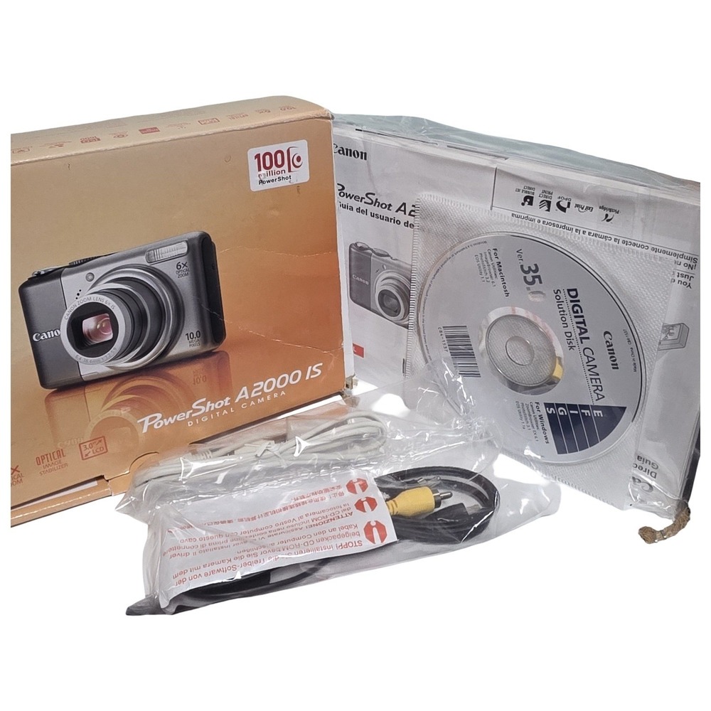 Canon PowerShot A2000 IS 10.0MP Digital Camera Gunmetal and Silver SD Card Cable - Picture 14 of 14